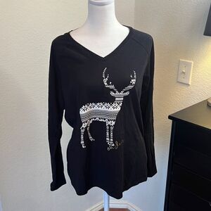 City Streets Long Sleeve Reindeer Tee - Size Medium